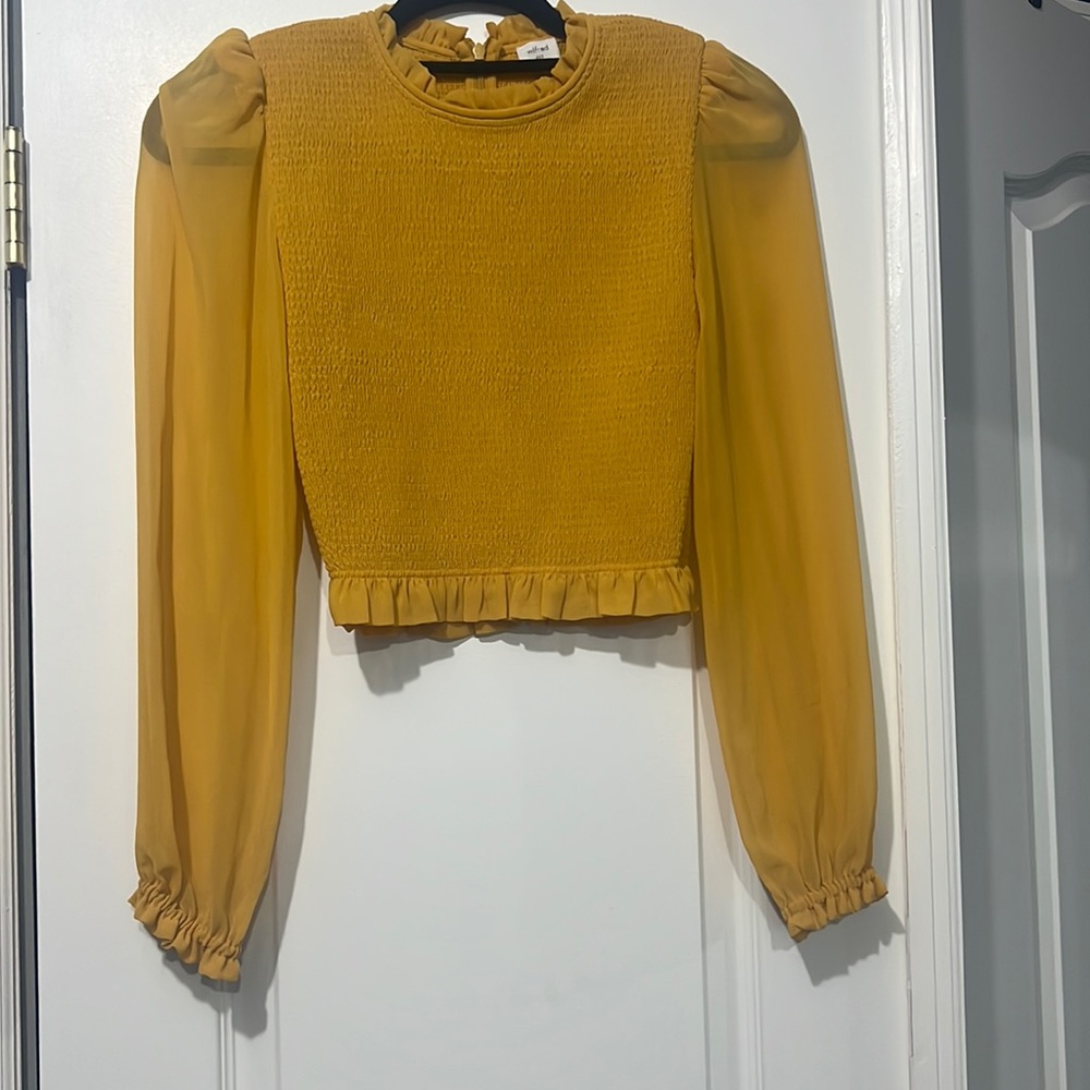Aritzia Honey Mustard Mesh Arms Top